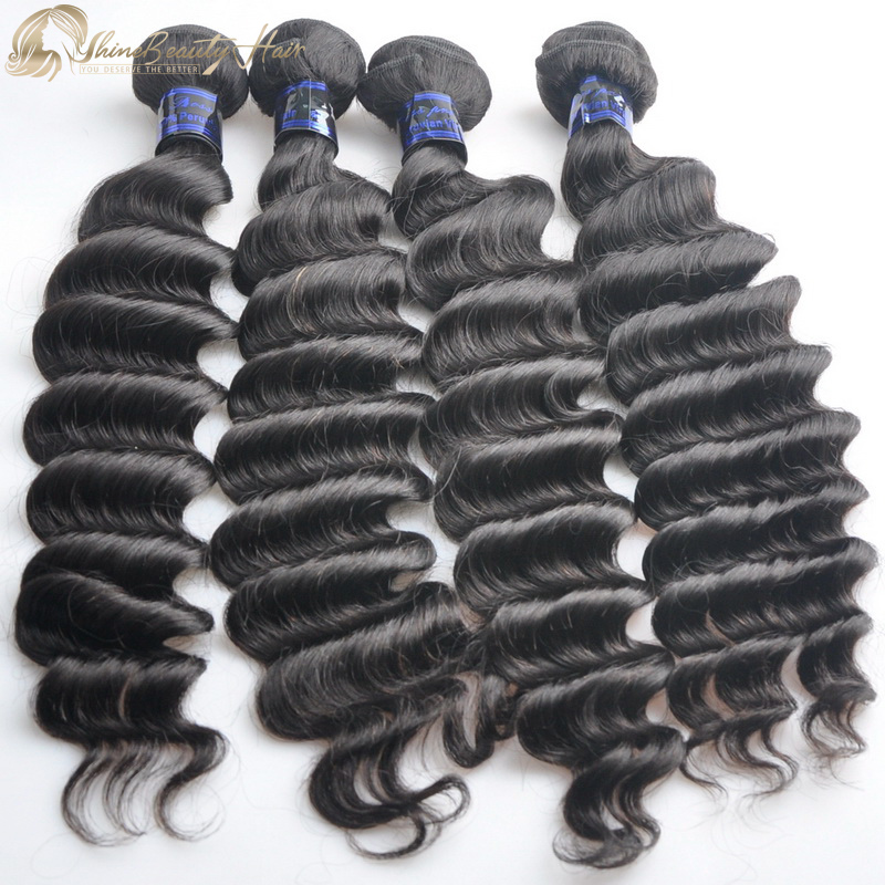 Shine Beauty Hair Brand Brazilian Virgin Hair Loose Deep Hair Extensions Bundles 4pcs/lot Factory Wholesale