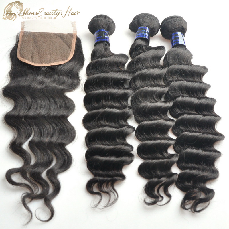 Free Shipping 3pcs Affordable Hair Bundles With Closure Loose Deep Shine Beauty Hair Company