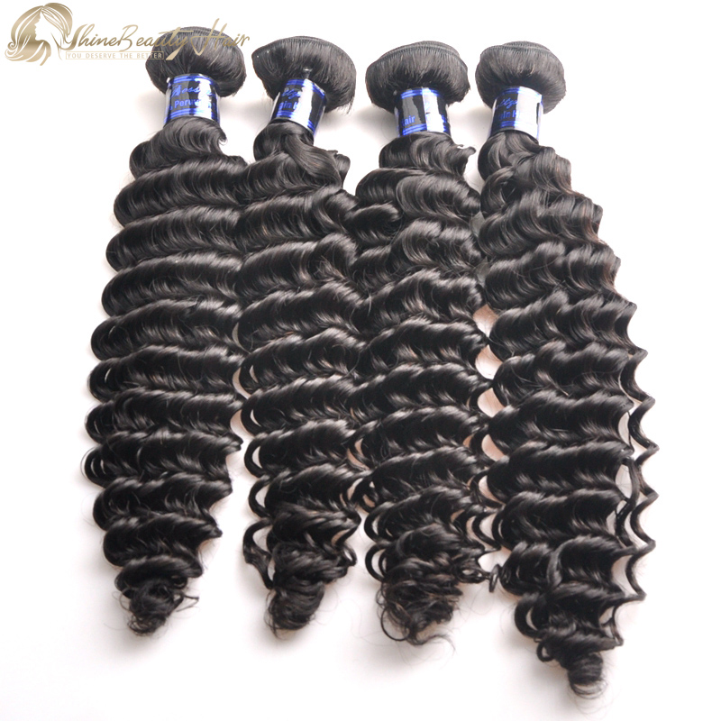 Free Shipping 100% Human Virgin Deep Wave Hair Bundles Only 4pcs/lot Shine Beauty Hair China Factory