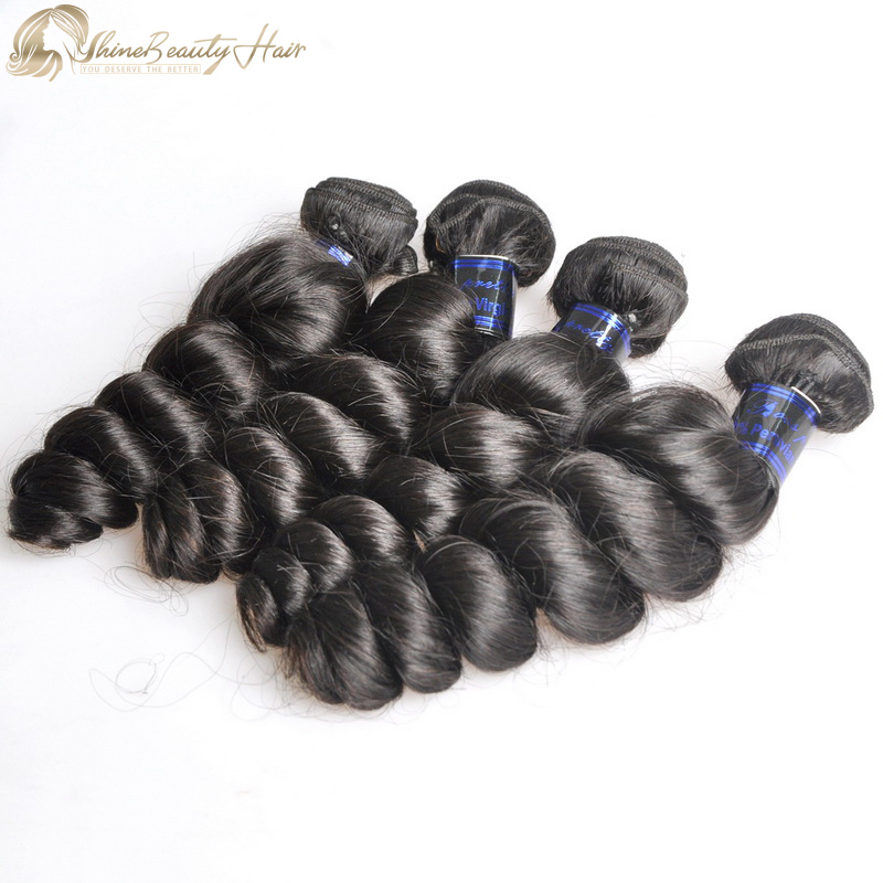 Free Shipping Brazilian Human Hair Loose Wave Virgin Hair Extensions 4pcs/lot Shine Beauty Hair Brand