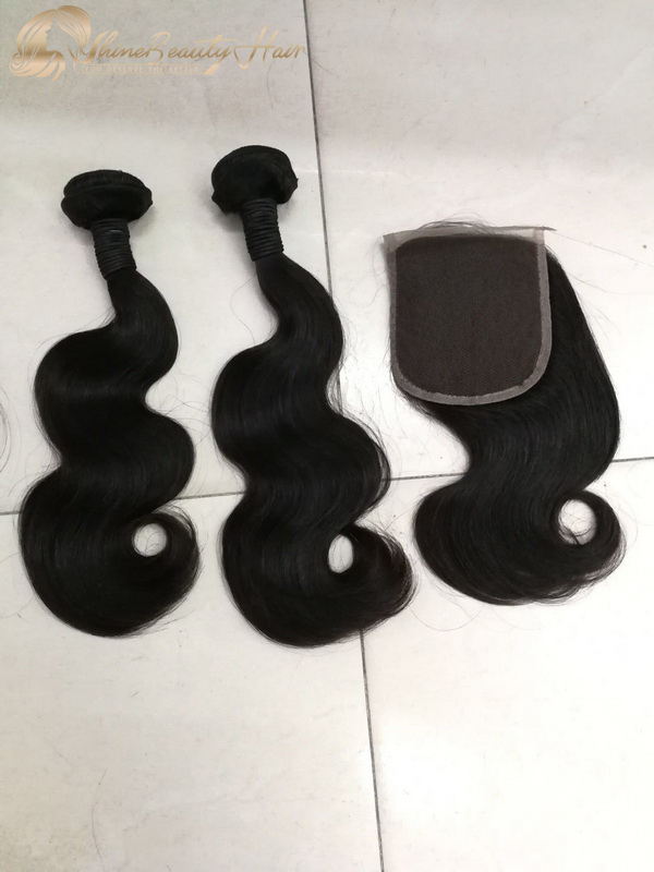 Shine Beauty Hair Company Double Drawn 2 Unprocessed Virgin Hair Bundles With Closure 1pc Body Wave Free Shipping