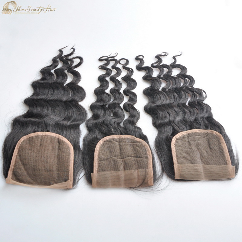 Shine Beauty Hair Factory Wholesale Price Loose Deep Brazilian Human Hair Lace Closure 4x4 Free Shipping