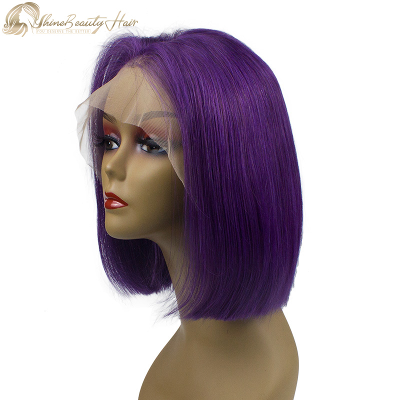 Shine Beauty Hair Wholesale Purple Color Lace Front Bob Wigs For Sale Factory Direct Free Shipping