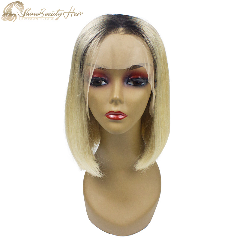 Hot Sale Front Lace Bob Wig Black Roots Blonde Hair Color 1b 613