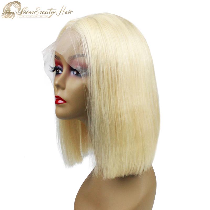 Free Shipping Blonde Hair 613 Color Front Lace Bob Wig Shine Beauty Hair Factory