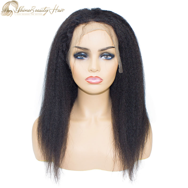 Shine Beauty Hair Brand Human Hair Kinky Straight Half Lace Wig Wholesale Price Fast Free Shipping