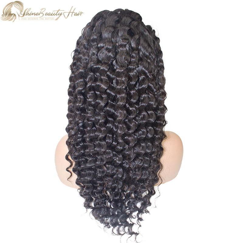 Shine Beauty Hair Brand Deep Wave Brazilian Human Hair Half Lace Wigs Wholesale Price Free Shipping
