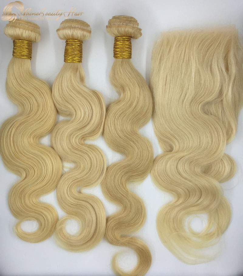 Shine Beauty Hair Brand 3pcs 613 Body Wave Hair Bundles With Frontal 13x4 1pc Factory Wholesale Free Shipping