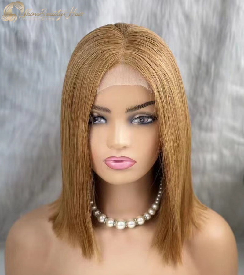 Free Shipping #30 Color 4x4 Lace Closure Remy Human Hair Bob Wigs With Middle Side Part Shine Beauty Hair Factory