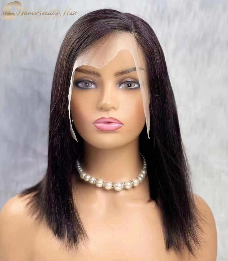 Affordable #1B Color 13x6 Lace Frontal Side Part Bob Wigs For Black Women Shine Beauty Hair Factory Free Shipping