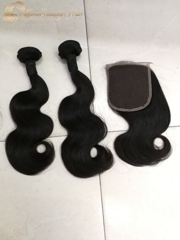 2pcs Body Wave Double Drawn Unprocessed Virgin Hair Bundles With Closure Free Shipping