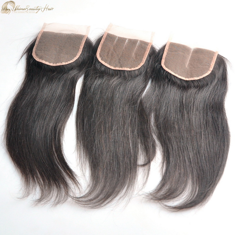 Shine Beauty Hair Factory Peruvian Straight 4x4 Lace Closure Free Part Middle Part And 3 Part Free Shipping
