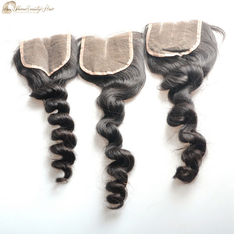 Shine Beauty Hair Brand Brazilian Human Hair Loose Deep Wave 4x4 Lace Closure Free Shipping