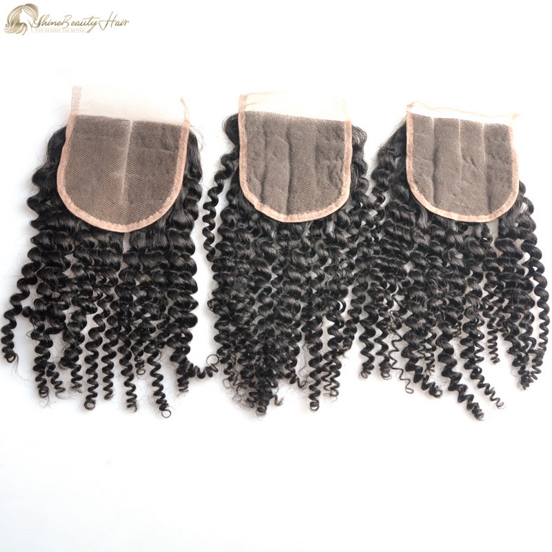 Shine Beauty Hair Hair Factory Wholesale Kinky Curly 4x4 Lace Closure Price Virgin Hair Free Shipping