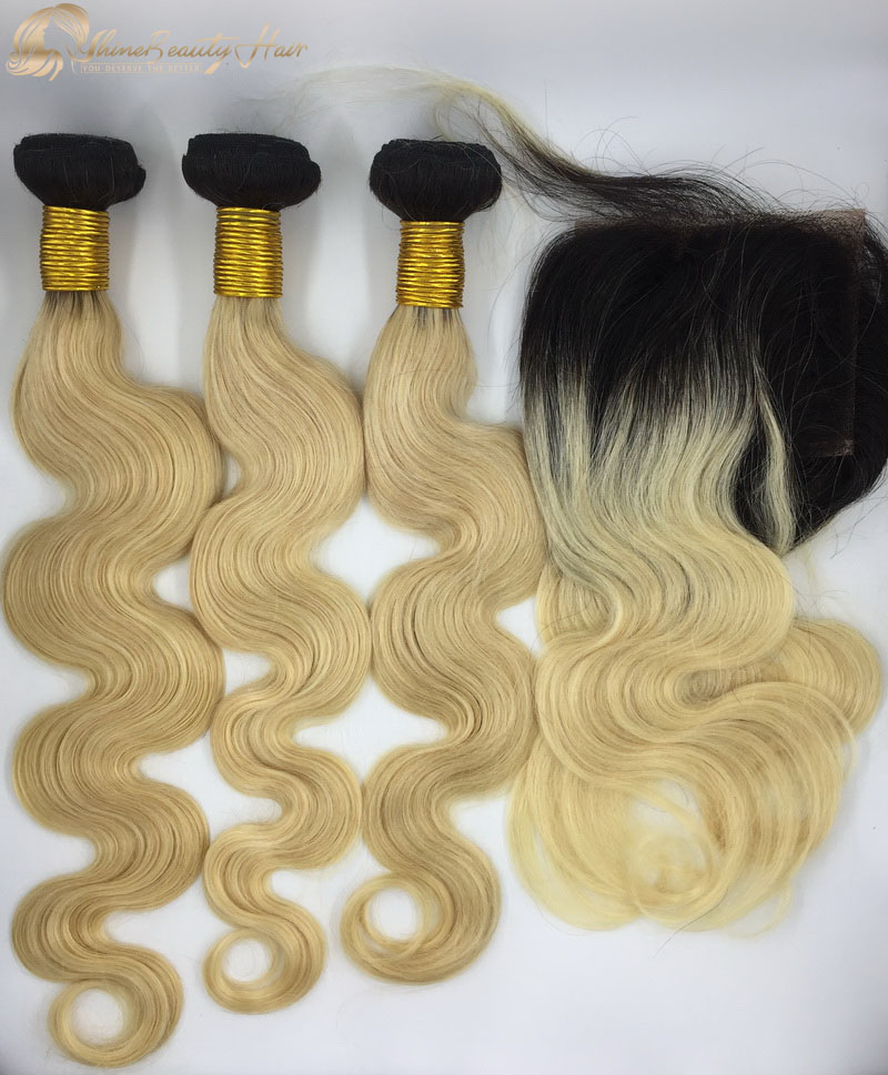 Shine Beauty Hair Brand Brazilian Hair Color 1B613 Body Wave Hair Bundles With Frontal 13x4 China Hair Factory Brazilian Hair Free Shipping