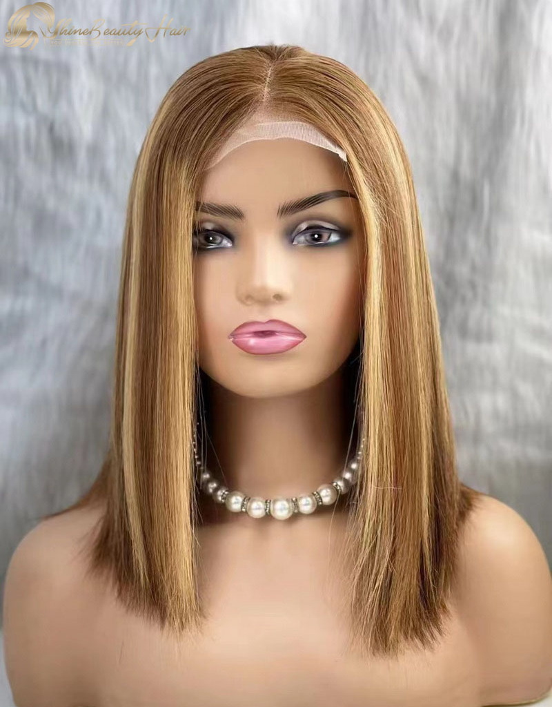 Shine Beauty Hair Factory Sale Remy Hair 4x4 Lace Closure Bob Wigs For Black Women #P4/27 Color Free Shipping