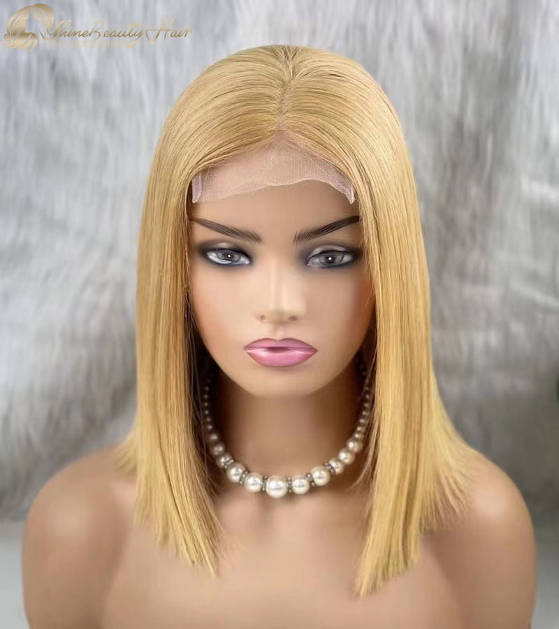 Free Shipping Remy Hair #27 Color 4x4 Lace Closure Bob High Quality Wigs Shine Beauty Hair Factory