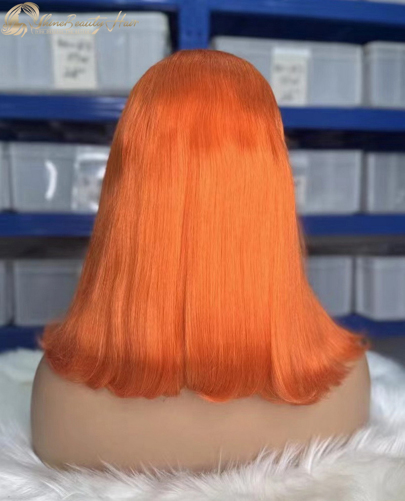 Popolar Orange Color Bob Wig Human Hair 13x6 Lace Frontal Wig Shine Beauty Hair Company Free Shipping 