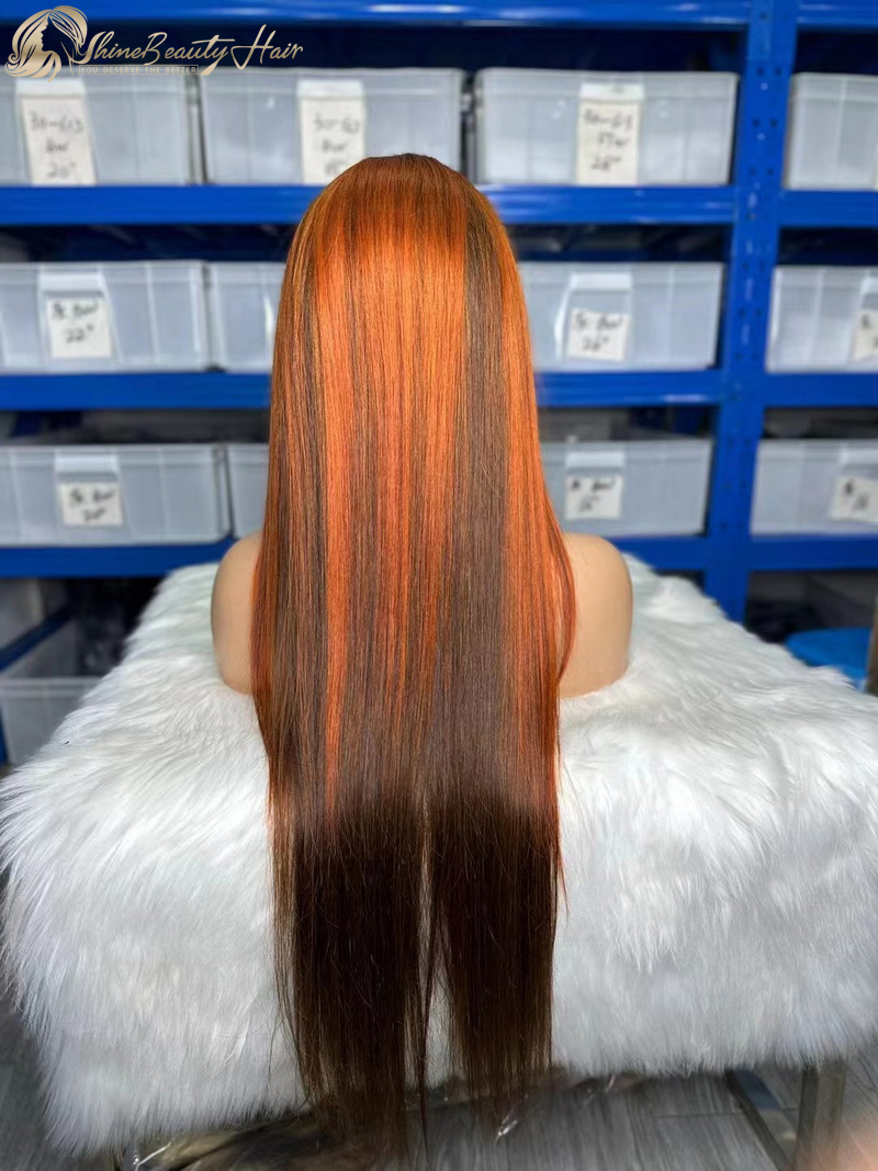 Affordable #4/350 Piano Color Straight 13x4 Lace Front Human Hair Wigs Wholesale Price Free Express Shipping