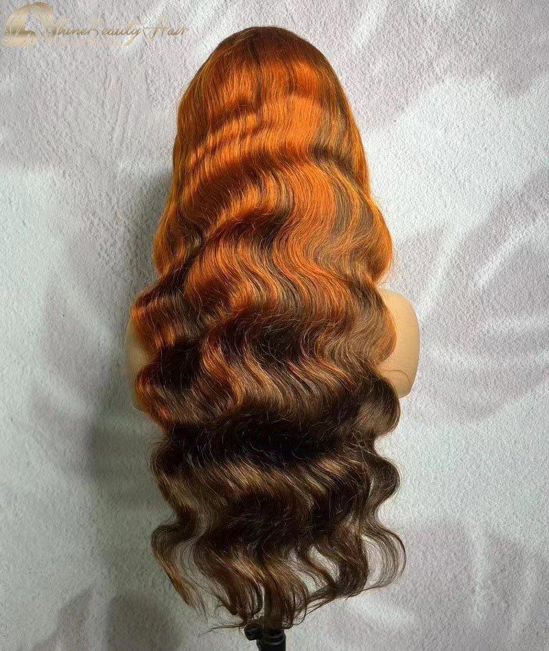 #4/350 Color Body Wave Wig Styles With 13x4 Transparent Lace Front Free Shipping