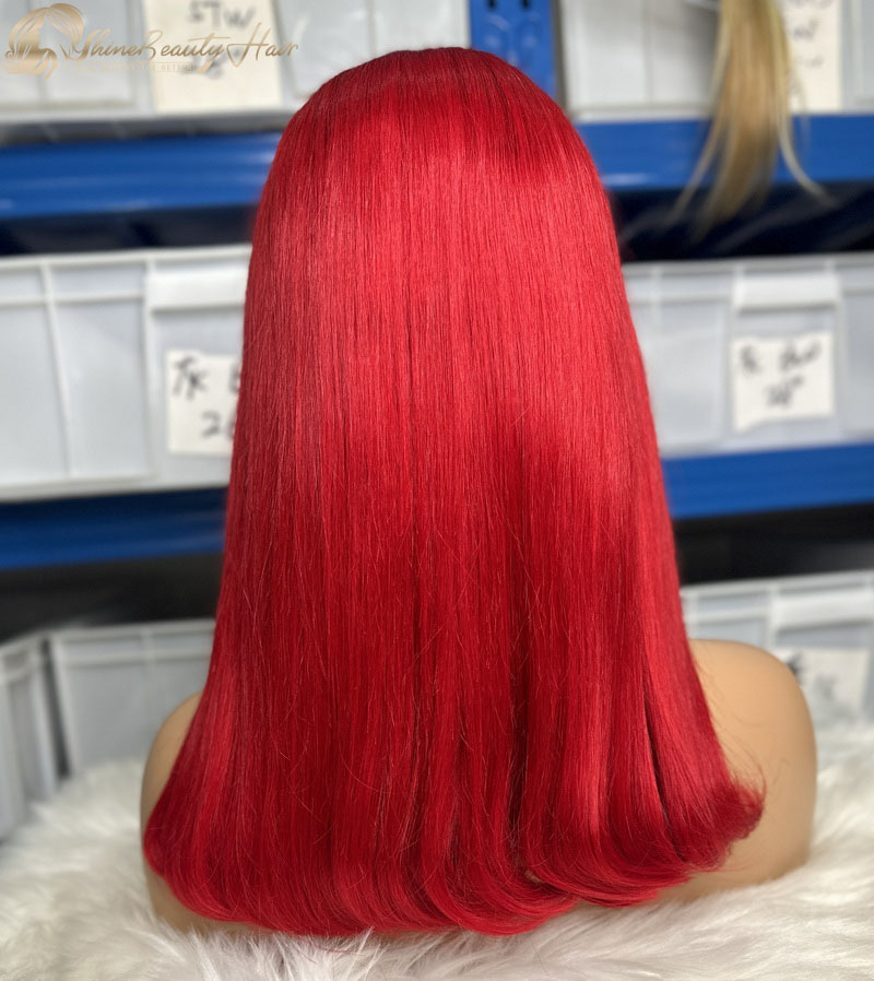 Shine Beauty Hair Vendor 13x6 Lace Front Red Color Bob Wigs Affordable Price Free Shipping