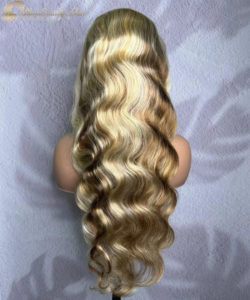 Factory Wholesale Body Wave 13x4 Transparent Lace Frontal Wig #30/613 Color Free Shipping