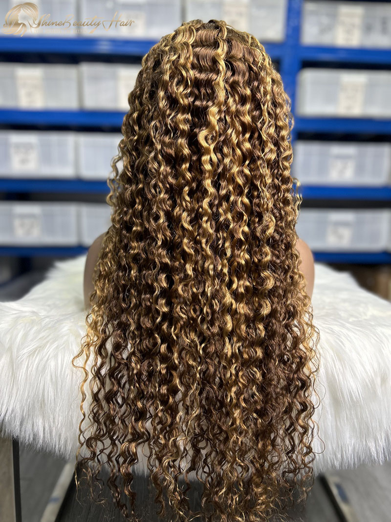 Popular Piano Color Water Wave Wigs With 13x4 Transparent Lace Frontal Free Shipping