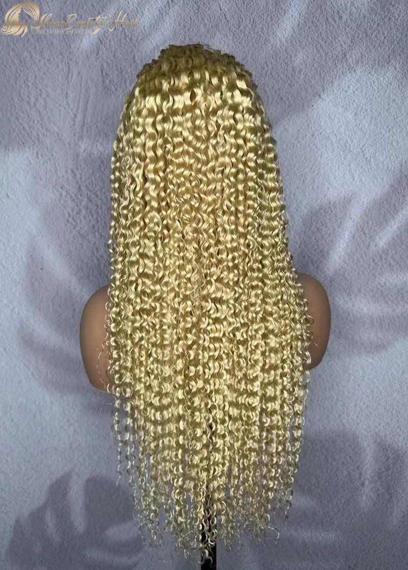 Shine Beauty Hair Wholesale 613 Color Jerry Curly Human Hair Wig 13x4 Transparent Lace Front Free Shipping