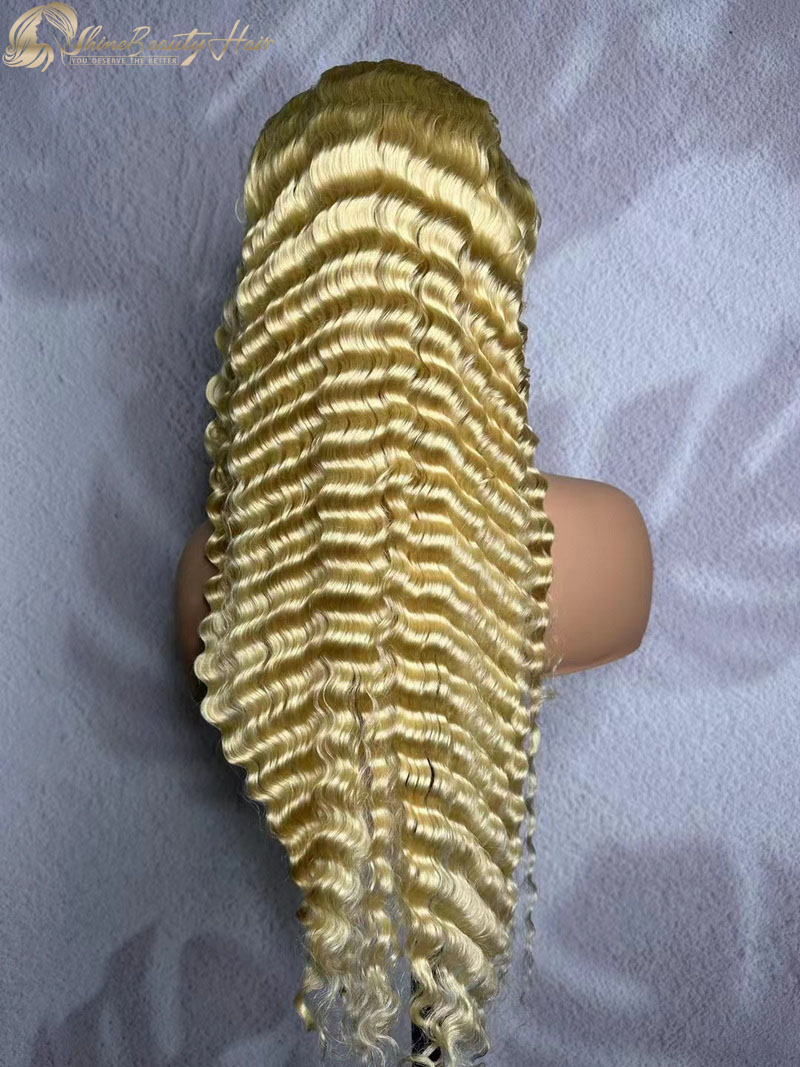 Free Shipping 613 Color Deep Wave Wig Human Hair 13x4 Transparent Lace Shine Beauty Hair Factory Direct