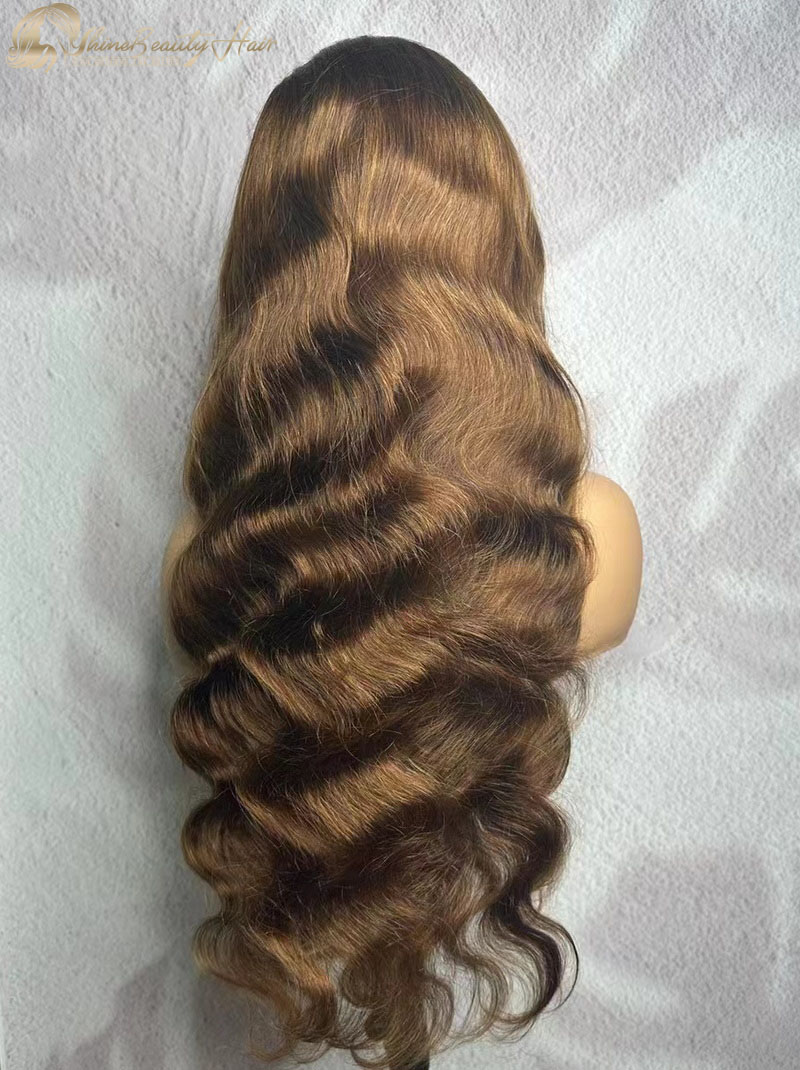 Beautiful #4 Color Body Wave Transparent Lace 13x4 Lace Front Human Hair Wigs Shine Beauty Hair Factory Free Shipping