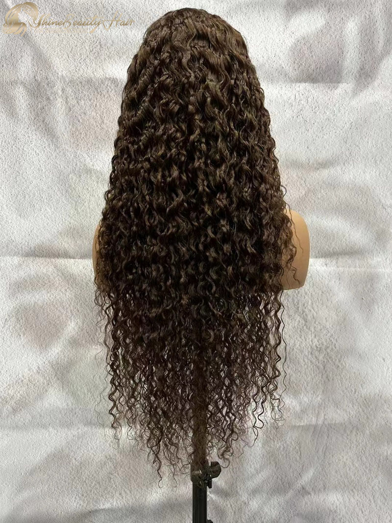 Free Express Shipping #4 Color Water Wave Wig Hairstyles Transaprent Front Lace Shine Beauty Hair Vendor
