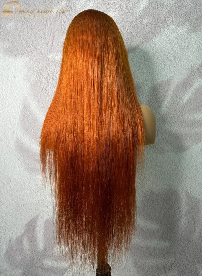 Shine Beauty Hair Facory Ginger Color Wig Human Hair Wig Silky Straight 13x4 Transparent Lace ​​​​​​​Free Shipping