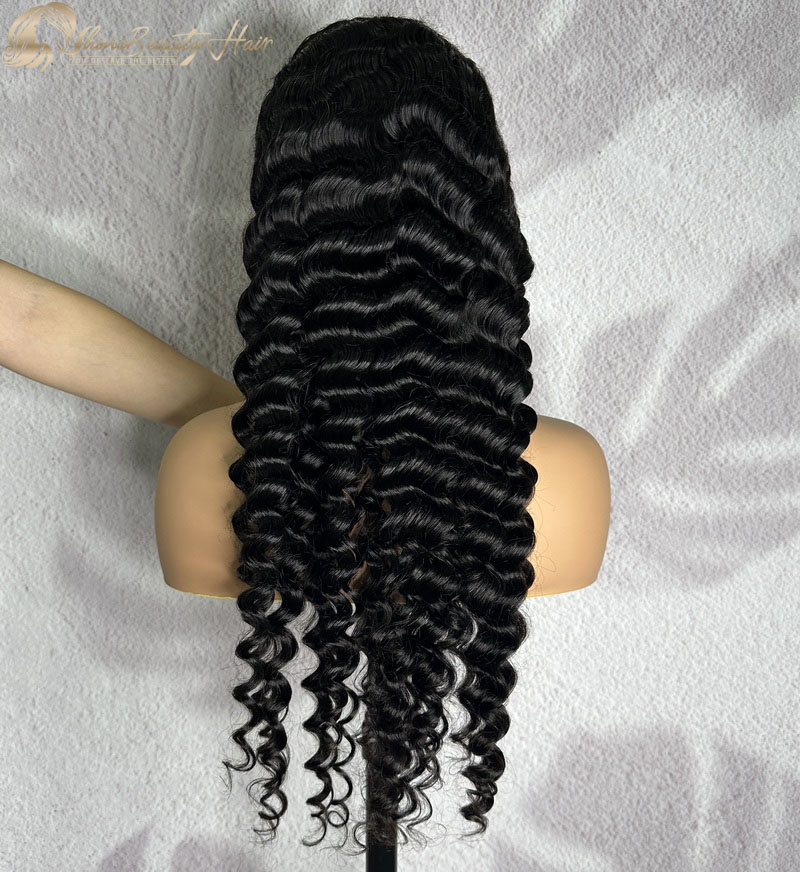 Shine Beauty Hair Brand Deep Wave Brazilian Human Hair Half Lace Wigs Wholesale Price Free Shipping
