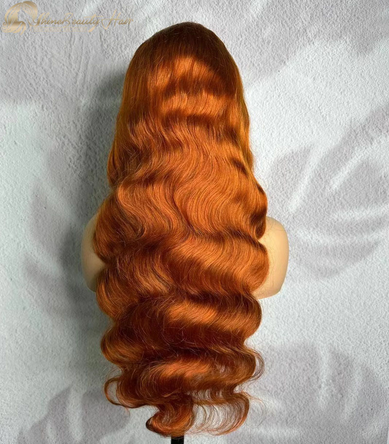 Free Shipping 13x4 Transparent Lace Ginger Body Wave Wig Shine Beauty Hair Company Wholesale