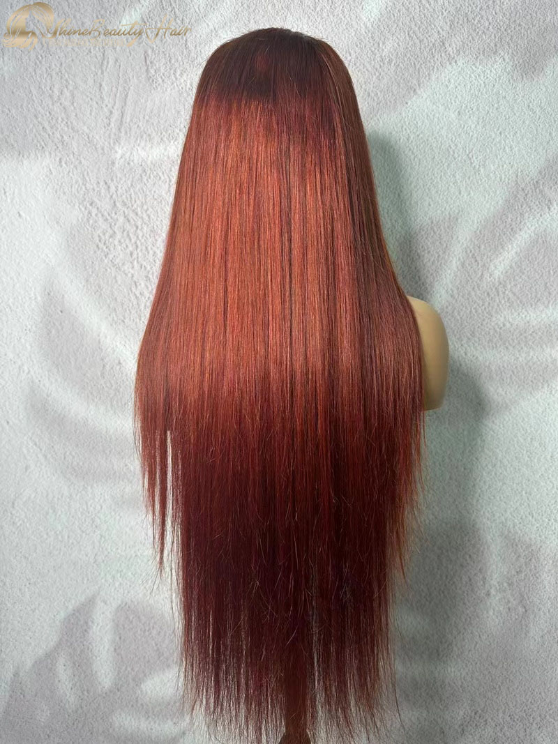 Silky Straight Lace Front Wig for Women - #33 Color, 13x4 Transparent Lace, Free Shipping
