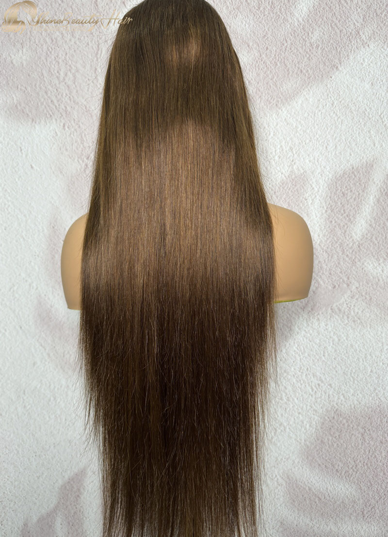 Free Shipping #4 Color Silky Straight Lace Front Human Hair Wigs 13x4 Transparent Lace Shine Beauty Hair Wholesale