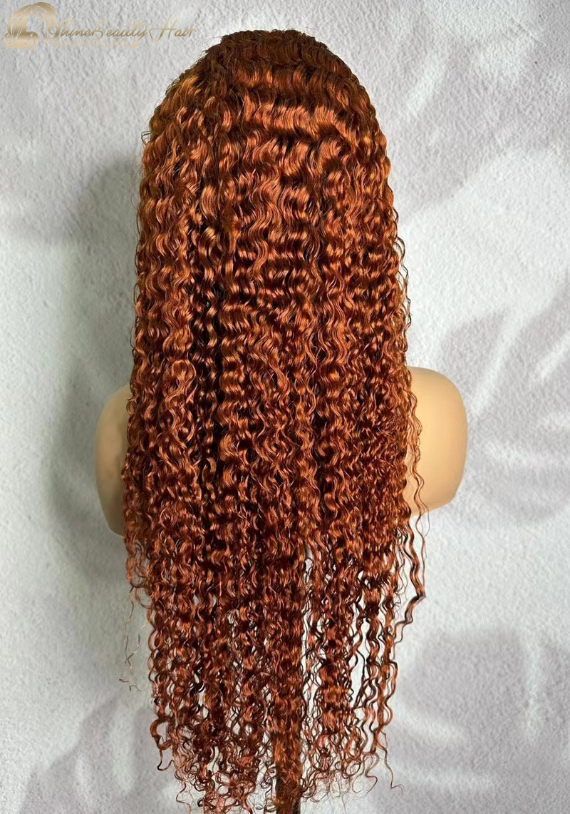 Free Shipping Ginger Water Wave Wig 13x4 Transparent Lace Shine Beauty Hair Factory Direct
