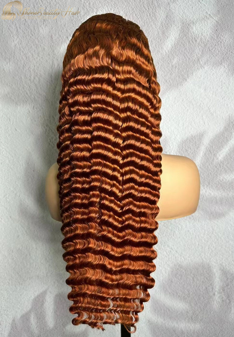 Free Shipping Ginger Deep Wave Lace Front Wig 13x4 Transparent Lace Shine Beauty Hair Wholesale