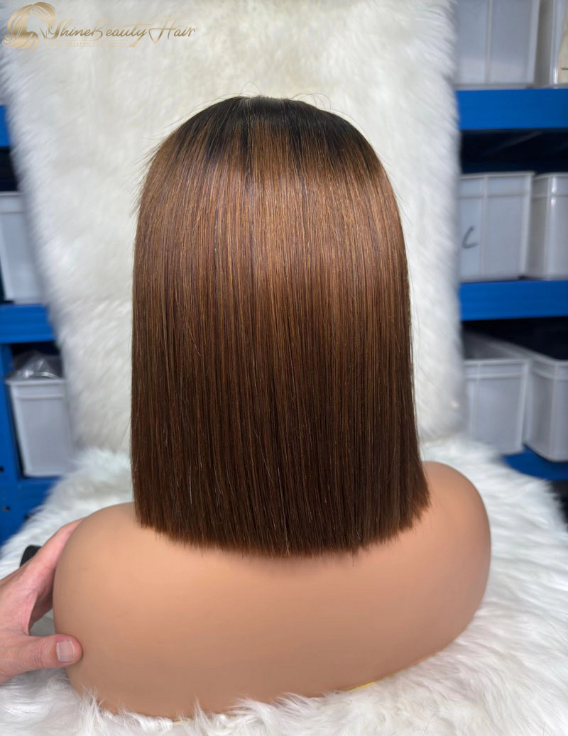 Remy Hair 5x5 Lace Closure Bob Wig Human Hair Glueless #1B/4 Color Free Shipping